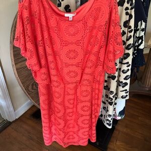 Elegant Coral Lace Women's Top